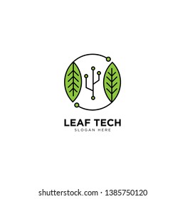 Leaf Tech logo template, vector illustration - Vector