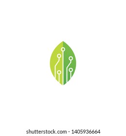leaf tech logo vector icon illustration