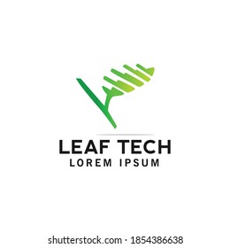 leaf tech logo vector symbol green nature icon template
