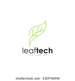 Leaf tech logo vector. Leaf and technology logo template
