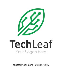 leaf tech logo vector template