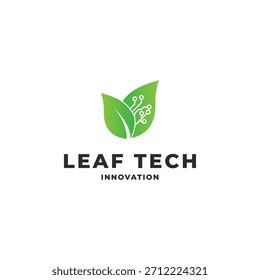 Concepto de diseño de logotipo de naturaleza de tecnología de hojas
