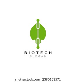 Leaf with Technology Concept Logo Design.