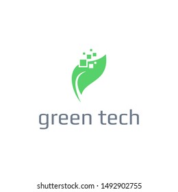 Leaf  technology line art style logo design - vector