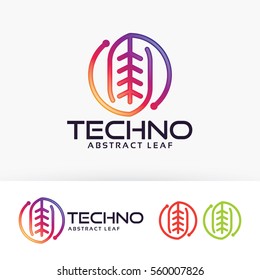 Leaf technology logo design. Art studio design and Entertainment logo concept. Vector logo template