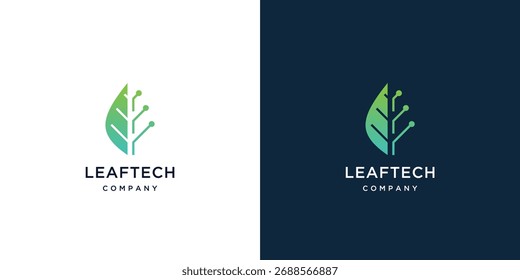 Leaf technology logo design inspiration