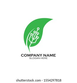 Leaf Technology logo designs concept vector, Green technology logo