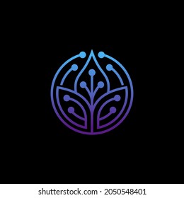 leaf technology logo simple clean and elegance