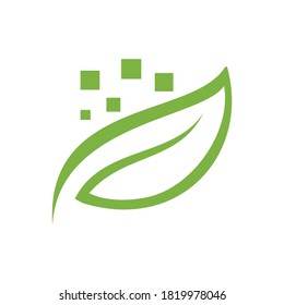 leaf technology vector illustration. leaf with little square. good for nature or network technology company