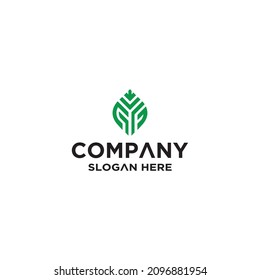 Leaf technology vector logo template. Blue, abstract and modern design