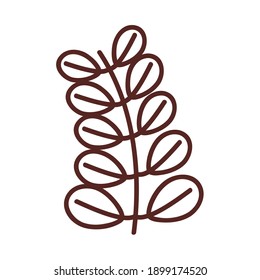 hoja con diez hojas estilo línea diseño ícono del tema vegetal floral Vector ilustración