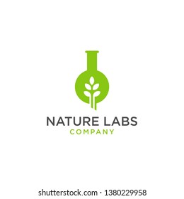 Leaf and Test Tube Icon Vector Template