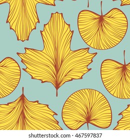 leaf texture seamless pattern. vector illustration background.