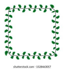 leaf theme frame, floral style lines, natural leaf motif borders with isolated white background.