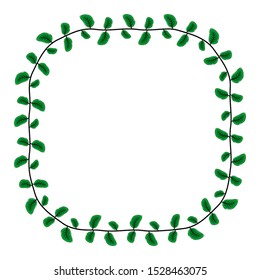 leaf theme frame, floral style lines, natural leaf motif borders with isolated white background.