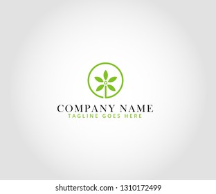 leaf theme logo with simple elegance minimalist feminine and modern style to represent wellness, healthy, conscious, fresh, happy and balance life in green color