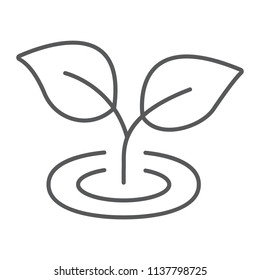 Leaf thin line icon, ecology and plant, flora sign, vector graphics, a linear pattern on a white background, eps 10.