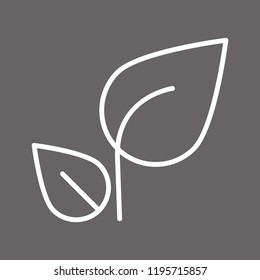 Leaf thin line icon isolated on gray background. Trendy leaf icon for web site, app, label, logo and restaurant menu. Modern icon for print materials, vector illustration