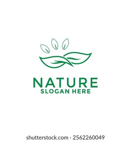 Leaf Thin simple logo. Line art Leaf logo inspiration. Nature Green Leaf Ecology logo vector template