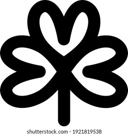 Hoja con tres pétalos de forma cardíaca, ilustración, vector sobre fondo blanco.