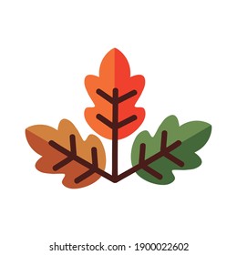 hoja con tres líneas de hojas y estilo de relleno diseño de icono Planta floral natural ilustración vectorial