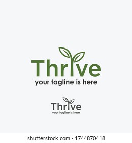 leaf thrive logo template design vector, nature elements logo vector