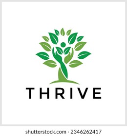 leaf thrive logo template design vector, nature elements logo vector