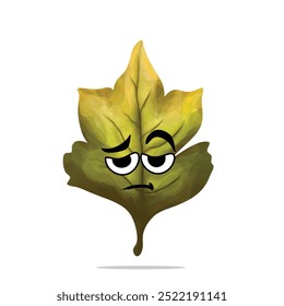 leaf tired expression mascot character. cute, funny and playful concept. autumn, education, nature, or holiday themes