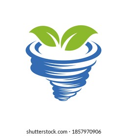 Leaf with Tornado logo vector template, Creative Twister logo design concepts, icon symbol, Illustration