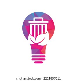 Leaf trash bulb shape concept vector logo design icon. Trash vector logo template.	
