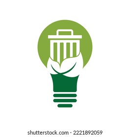 Leaf trash bulb shape concept vector logo design icon. Trash vector logo template.	