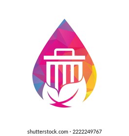 Leaf trash drop shape concept vector logo design icon. Trash vector logo template.	