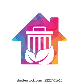Leaf trash home shape concept vector logo design icon. Trash vector logo template.	