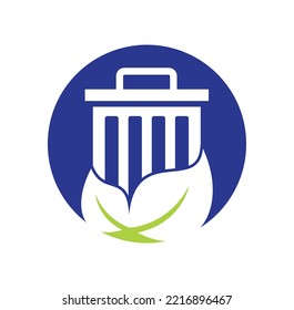 Leaf trash vector logo design icon. Trash vector logo template.