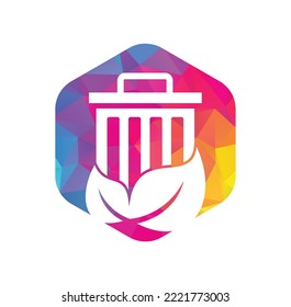 Leaf trash vector logo design icon. Trash vector logo template.