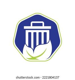 Leaf trash vector logo design icon. Trash vector logo template.
