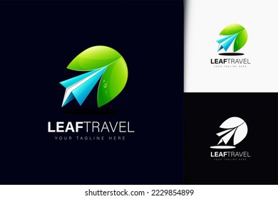 Leaf travel logo design with gradient