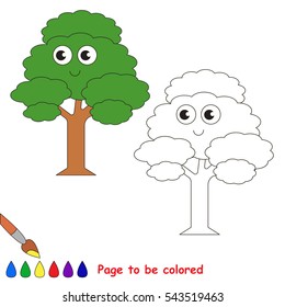 Leaf Tree to be colored, the coloring book to educate preschool kids with easy kid educational gaming and primary education of simple game level.