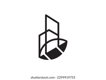 leaf tree building tower logo design. simple modern line symbol vector