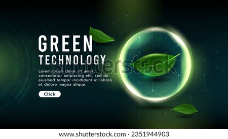 Leaf of tree floating.Startup or start a new life concept.Agriculture technology and environment, ecology system.Hi-tech and futuristic.Digital and technology background.
