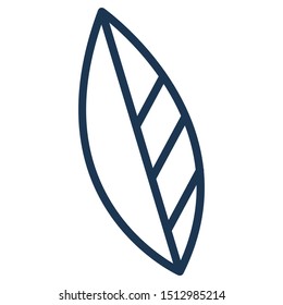Leaf of tree or flower illustration in simple minimalist style. Vector outline icon or clip art. Ecological and environmental symbol. Elegant feminine element. Isolated monochromatic botanical object.
