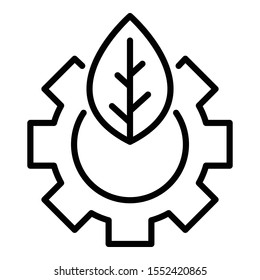 Leaf of a tree in gear icon. Outline leaf of a tree in gear vector icon for web design isolated on white background