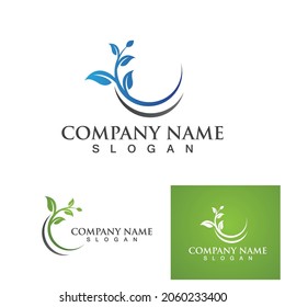 Leaf tree green logo and symbol vector