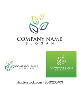 Leaf tree green logo and symbol vector