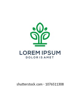 leaf tree growth logo vector icon template