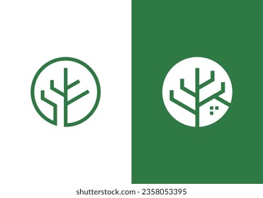 Logo-Design für Blätterbaum. einfaches, modernes Liniensymbol