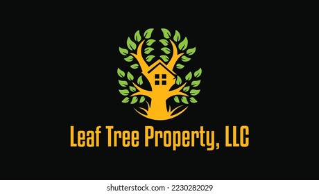 Leaf Tree House Modern Real estate Housing Society or Commercial Sellers Logo