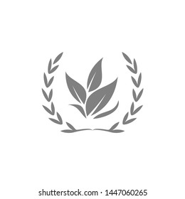 Leaf, tree, lawn, grass logo design template vector illustration