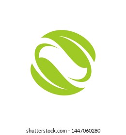 Leaf, tree, lawn, grass logo design template vector illustration