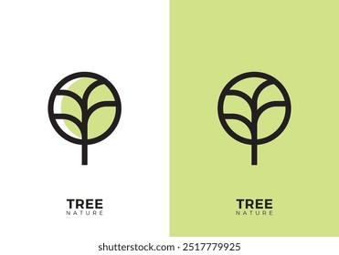 leaf tree logo design. leaves nature with circle simple icon vector inspiration